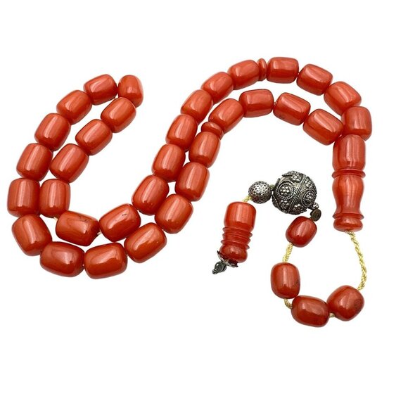 Antique Old Bakelite Prayer Bead Necklace 324 Grams Huge Beads 20mm x 25mm HUGE - Picture 2 of 5